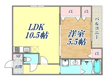 フジパレス東園田イースト(1LDK/1階)の間取り写真