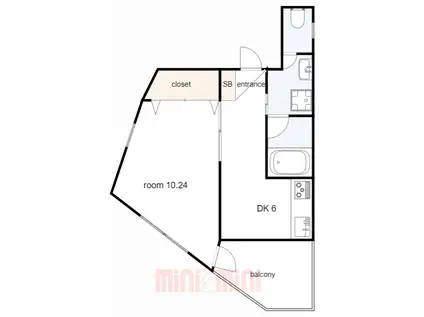 アーティスト神戸三ノ宮ビル(1DK/5階)の間取り写真