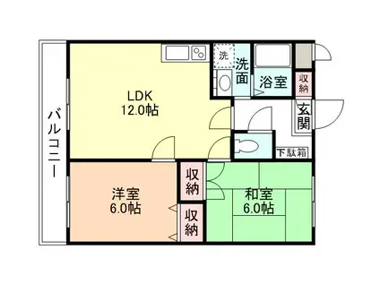 フェール・メゾンFUJINAGA B棟(2LDK/2階)の間取り写真