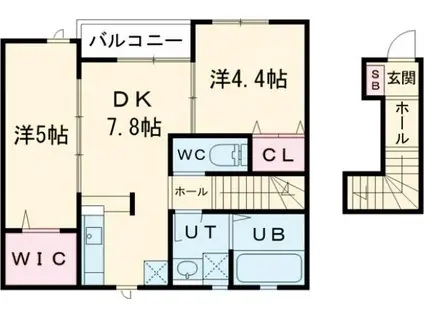 ディアコート(2LDK/2階)の間取り写真