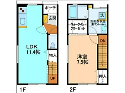 LARC D棟(1LDK/1階)の間取り写真