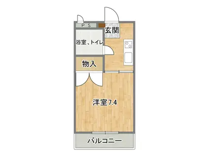 北浜ハイツ(1K/1階)の間取り写真