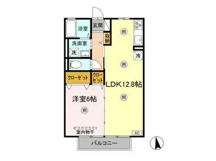 セジュールウィル(1LDK/2階)の間取り写真