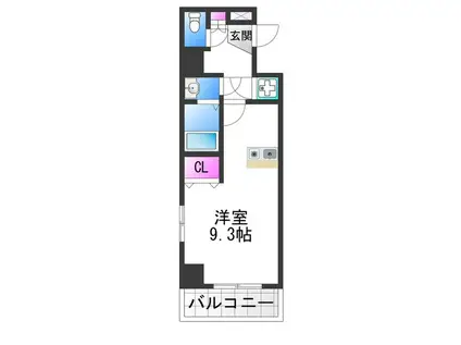 ブランドールM・西長堀(1K/4階)の間取り写真