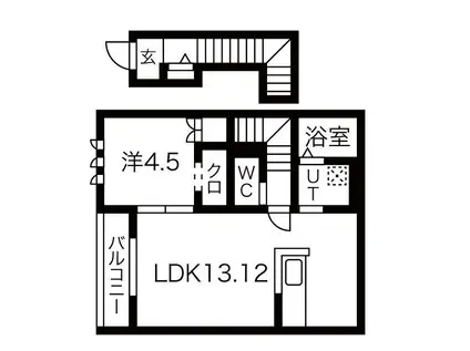吾妻町アパート(1LDK/2階)の間取り写真