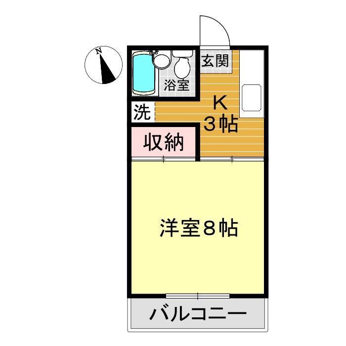 サニーハイツ(1K/3階)の間取り写真