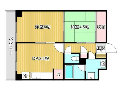 アクシス駅南ウエスト(2DK/6階)の間取り写真