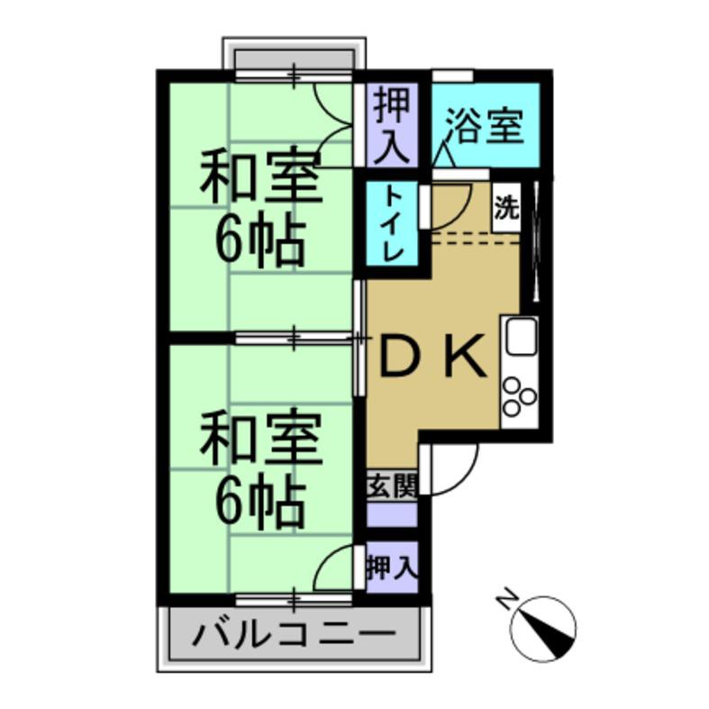 ハウスJJ(2DK/2階)の間取り写真