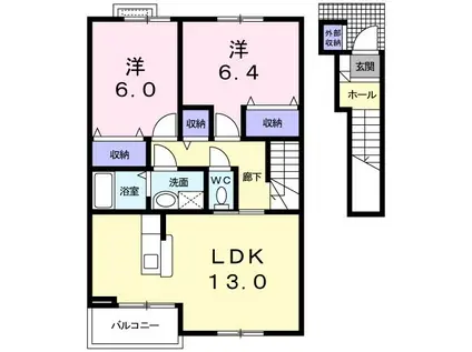 カーサ・クレールV(2LDK/2階)の間取り写真