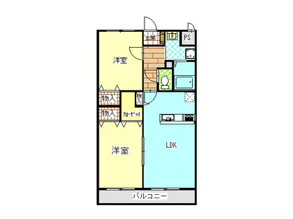 スカーディア中曽根(2LDK/4階)の間取り写真