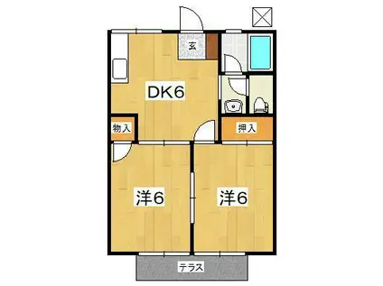 コーポラス扇町(2DK/1階)の間取り写真