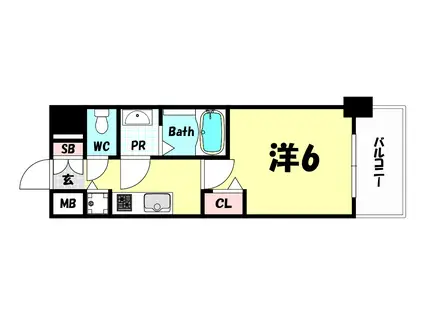 LALAプレイス神戸西元町(1K/3階)の間取り写真