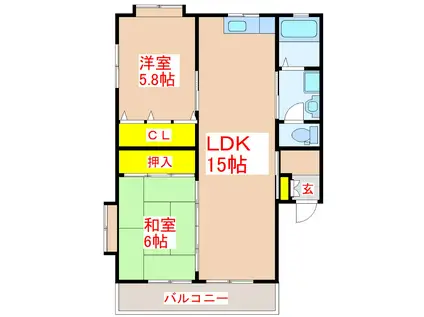 シャローム・Y(2LDK/2階)の間取り写真