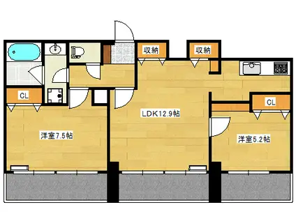 シトラスシャトーハシモト(2LDK/5階)の間取り写真