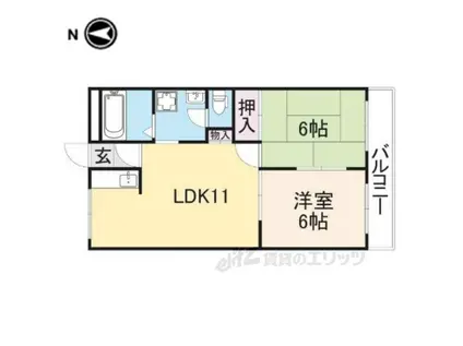 フローラルコート2番館(2LDK/3階)の間取り写真