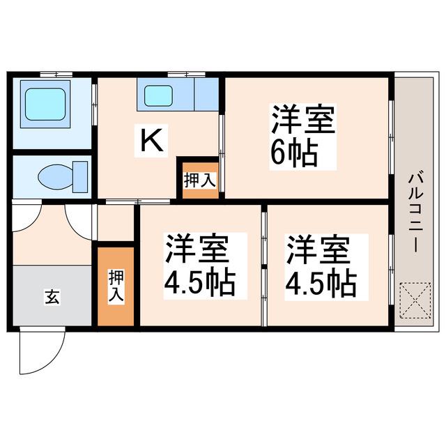 TIGA358(3K/2階)の間取り写真