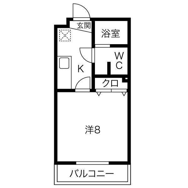 グランメールコート万野原(1K/1階)の間取り写真