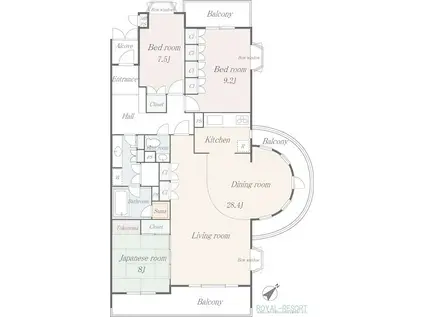 ベルプラット軽井沢(3LDK/1階)の間取り写真