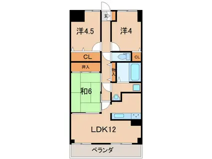 グラン・ドムール松浪(3LDK/2階)の間取り写真