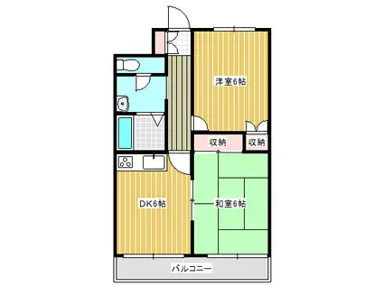 シティクレスト花かいどう(2DK/1階)の間取り写真