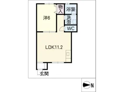 名鉄名古屋本線 名鉄一宮駅 バス乗車時間：21分 最寄りバス停で下車 徒歩2分 2階建 築21年(1LDK/1階)の間取り写真