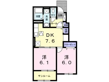 アルバーダ・MI(2DK/1階)の間取り写真