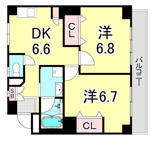 センプレヴィータ南甲子園ー(2DK/5階)の間取り写真