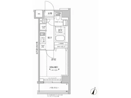 RELUXIA横濱元町(1K/4階)の間取り写真