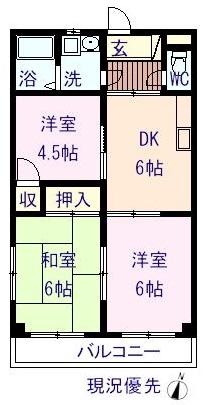 セフィーロ横尾(3DK/1階)の間取り写真