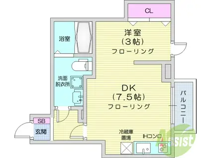 メリディアン名取(1DK/1階)の間取り写真