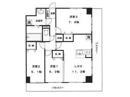 プラナス桜(3LDK/8階)の間取り写真