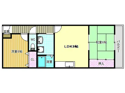 リバティー青山(2LDK/3階)の間取り写真