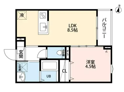 小田急江ノ島線 南林間駅 徒歩7分 3階建 築1年(1LDK/2階)の間取り写真