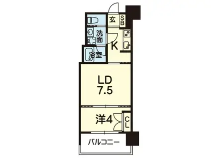 RJRプレシア熊本駅前(1LDK/4階)の間取り写真