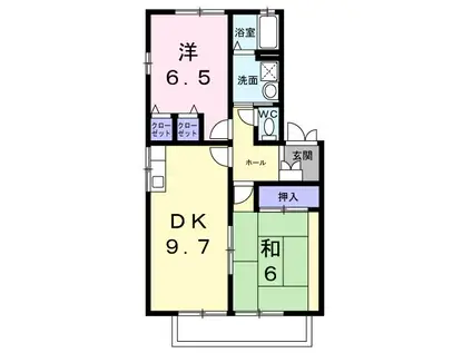 水木コーポIII(2DK/2階)の間取り写真