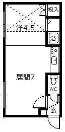 エスパニアⅡ(1DK/2階)の間取り写真
