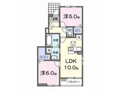 アクティフ浦上II(2LDK/1階)の間取り写真