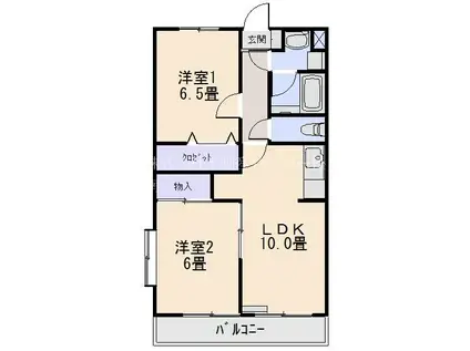 オークII(2LDK/3階)の間取り写真