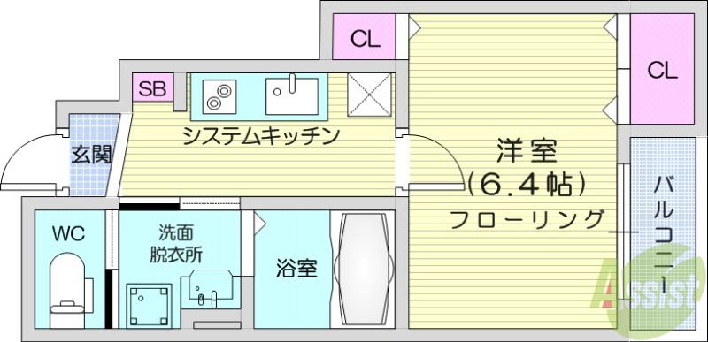 DAICORO・2(1K/1階)の間取り写真