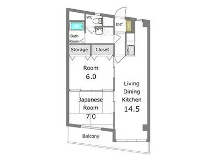 あさひレジデンス弐番館 イースト(2LDK/5階)の間取り写真