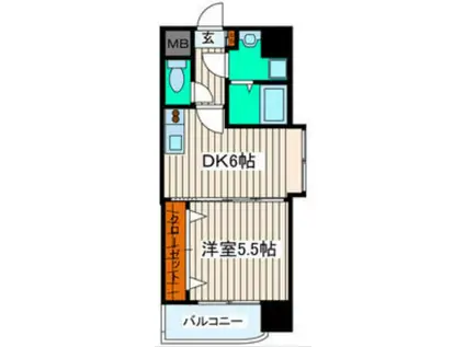 榴岡レジデンス壱番館(1DK/3階)の間取り写真