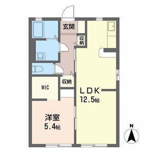 ルーチェレ・ドーマB棟(1LDK/2階)の間取り写真
