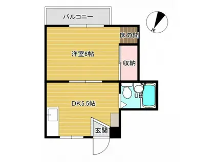 コーポカワモト(1DK/3階)の間取り写真