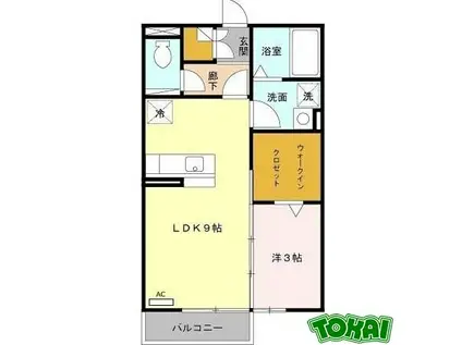 プランドールI A(1LDK/2階)の間取り写真