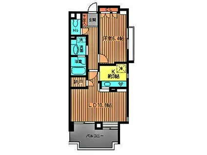 クラージュKAMAKURAYA(1LDK/4階)の間取り写真