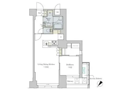 BRILLIA IST 文京六義園(1LDK/2階)の間取り写真