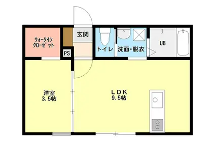 ＪＲ信越本線 新潟駅 徒歩26分 2階建 新築(1LDK/1階)の間取り写真