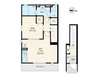 コモンセB(1LDK/2階)の間取り写真