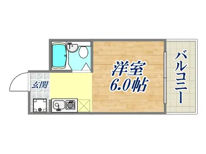 カサベラ花隈(ワンルーム/3階)の間取り写真