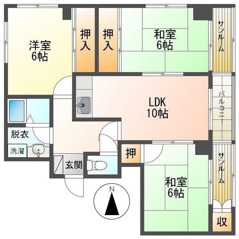 セントラルハイツ中山(3LDK/2階)の間取り写真